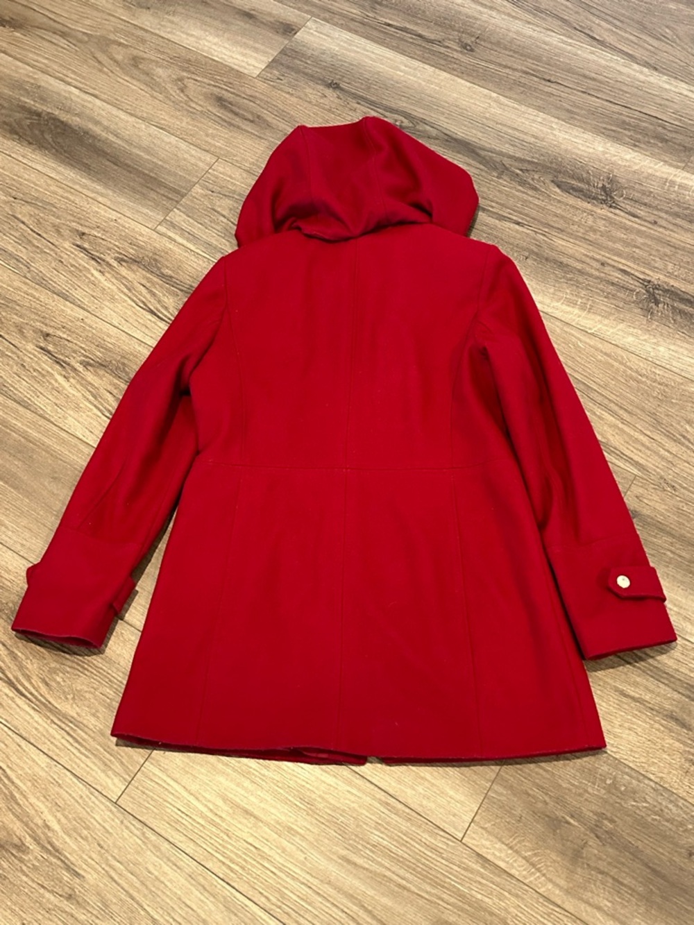 Michael Kors Red Zip-Front Pea Coat with Gold Hardware Size Medium - Picture 8 of 10